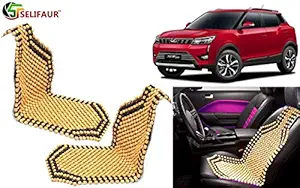 selifaur - Ultra Comfort Massage Cool Car Full Wooden Bead Seat Cushion for XUV 300 2019 - Set of 2 Pcs, Beige
