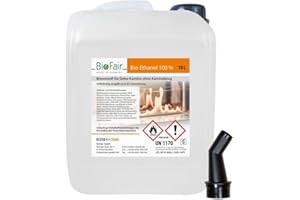 BioFair Bioethanol - 100% Reiner Brennstoff - Bioethanol für Bioethanolkamin, Ethanol Tischkamin, Wandkamin Indoor - 10 Liter