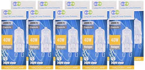 Long Life Lamp Company G9 Halogen Light Bulb Capsule Lamp, 40 W - Warm White, Pack of 10