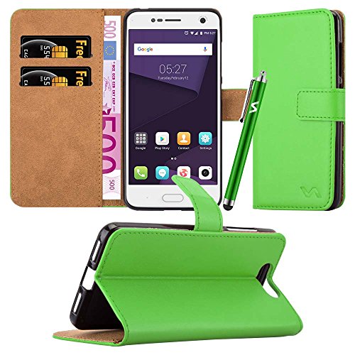 For Blade V8 Case - Wallet Book [Stand View] Card Case Cover Premium Leather Folio Case for ZTE Blade V8 (Lime)