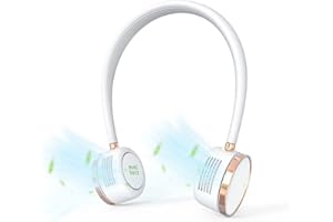 Minthouz Portable Neck Fan, 3 Speeds Wearable Personal Fan, 2000mAh Rechargeable Battery Operated Fan, 360° Cooling USB Fan Around Neck for Outdoor, Travel, Home,Office - White