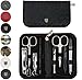 Trois Epées 8-Piece Faux Ostrich Leather Manicure and Pedicure Case Black