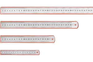 STCRERAG 4 Pcs Stainless Steel Ruler Set Metal Straight Edge Ruler Office Ruler Metric Imperial Dual Marking Rulers Precision Engineering Ruler for Office Engineering Drawings(15/20/30/40cm)