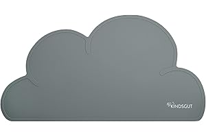 Kindsgut - Salvamantel Infantil en Forma de Nube, Mantel Individual, Base con diseño Infantil y Colores sutiles, sin BPA, Gris Oscuro