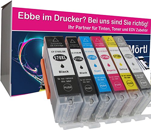 6 komp. XL Druckerpatronen für Canon Pixma TS 8050 8051 8052 8053 9050 9055 mit grau