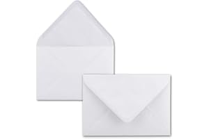 25 Mini Brief-Umschläge - Hoch-Weiß - 5,2 x 7,6 cm - Miniatur Kuverts mit Nassklebung für Blumen-Grüße, Grußkarten, Anhänger & Geld-Geschenke - FarbenFroh by GUSTAV NEUSER