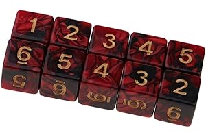 Yourandoll 10 pièces dés polyédriques D6 dés 6 Faces de Jeux de dés en Acrylique pour DND Dice RPG MTG Table Jeux (Red Black)