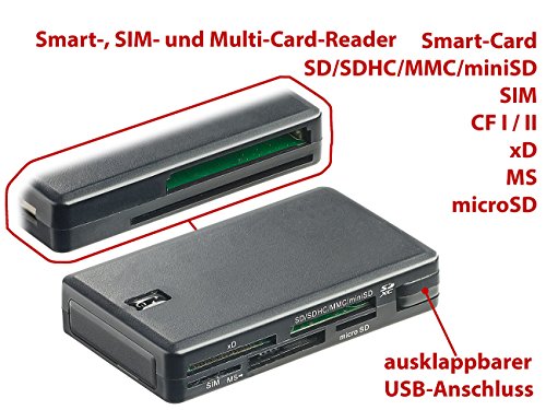 Xystec Smart-, SIM- und Multi-Card-Reader mit 7 Slots, USB 2.0, Plug & Play - 2