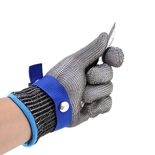 Schnittschutzhandschuhe Handschuhe Schnittfest aus Edelstahl Metall Netzgewebe 1 Stück Passend für Beide Rechte und Linke Hand Schutzgrad 5 (L) - 2