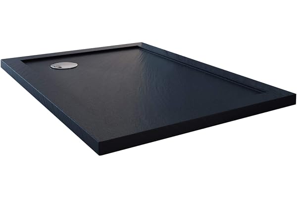 Receveur de douche 80x80x4cm carrè acrylique avec bordures anthracite effet pierre mod. Flower