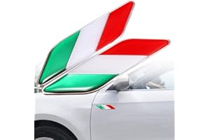 Porfeet Badge De Voiture, 2 Pcs 3D Drapeau Italien Adhésif Autocollant De Voiture Badge Imperméable à l'eau Emblème Style Décor