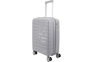 EUES Maletas de Viaje Cabina Pequeña Trolley Rígida (48 x 35 x 20 cm), Maletas de Viaje con Ruedas Giratorias y Cerraduras de Dial Material PP Ligero (Gris-XS)