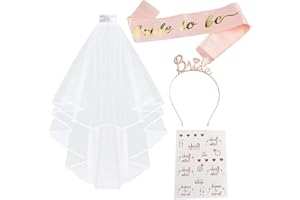 TECHSHARE Despedida de Soltera Plástico Accesorios, Bride To Be Sash and Veil, Banda Despedida Soltera, Bodas, Noche de Ducha Nupcial