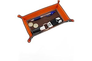 FrasiBags Vide Poche en Cuir Véritable - Vide Poche Entree - Plateau de Rangement Rectangulaire Pratique pour Montres, Clés, Pièces de Monnaie et équipement de Bureau, Moyenne (Marron)