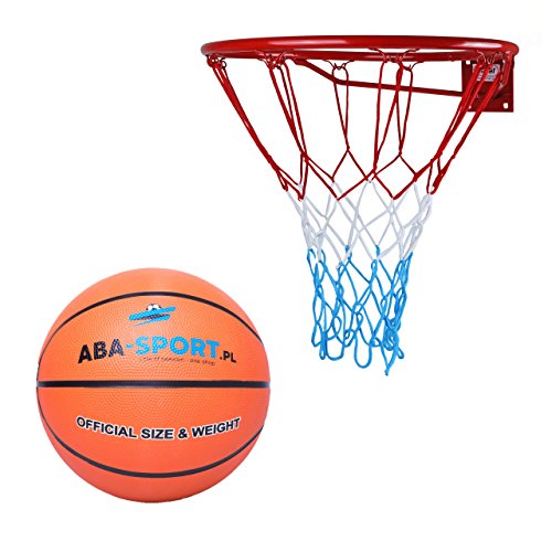 Kimet Enfants Panier de Basketball avec Balle extérieur - Panier de Basket pour Chambre - Bague avec Filet - Set avec Basketball - Diamètre 45 cm