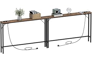 Vedecasa Set di 2 consolle da 15 cm con stazione di ricarica e porte USB, tavolino stretto e basso per ingresso, soggiorno, corridoio, ufficio, struttura in acciaio stabile