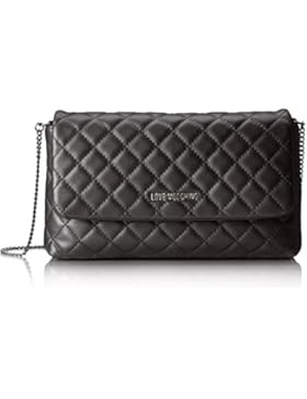 Love Moschino Damen Borsa Metallic Nappa Pu Nero Schultertasche, schwarz (Black), 5 x 15 x 27 cm