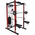 Gamma Fitness Power Squat Rack Commercial Heavy Duty With Rubberised J-hooks & Protective Spotters | For Professional Total Body Workout (3 Varients) (Power Rack With Half Crossover PR-22 Luxury)