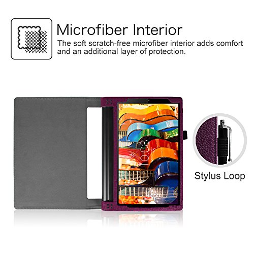 Fintie Lenovo Yoga Tab 3 Plus / Yoga Tablet 3 Pro Hülle – Folio Premium Kunstleder Schutzhülle Tasche Cover mit Standfunktion für Lenovo Yoga Tab 3 Plus / Lenovo Yoga Tablet 3 Pro 25,6 cm (10,1 Zoll) Tablet-PC (Not für Lenovo Yoga Tab 3 10), Lila - 2