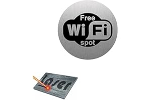MYGOODPRICE Plaque gravée autocollante 8cm "Wifi" fond alu brossé