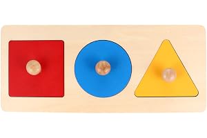 Tomaibaby Montessori geometriskt pusselpussel träleksak 30 x 4 x 4 x 1,18 tum pedagogisk pedagogisk leksak för tidig form- och kognitionsutveckling
