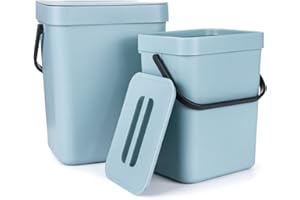Spesh 2 Piezas (3L+5L) cubos basura pequeño cubos de basura cocina con tapa cubos basura extraible bajo fregadero para cocina, dormitorio, baño (Azul)