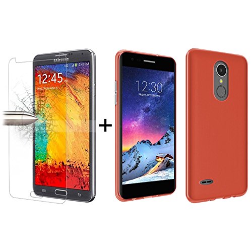 TBOC Pack  Funda de Gel TPU Roja   Protector Pantalla Vidrio Templado para LG K4  2017  M160  5 0 Pulgadas   Funda de Silicona Ultrafina y Flexible  Protector de pantalla Resistente a Golpes  Ca  das y Ara  azos   No es Compatible con el  LG K4       LG K4 4G       LG K4 LTE  