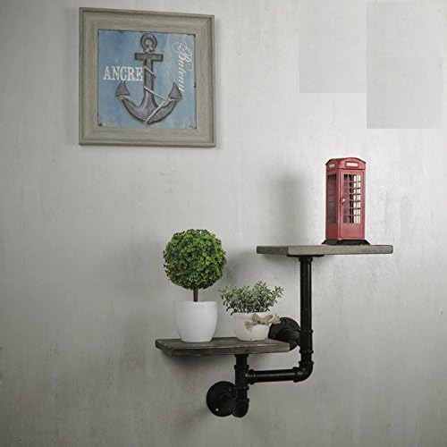 Iron Retro solid wood water pipe shelf shelves storage shelf clapboard rack living room wall rack display stand, do old color