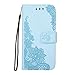 Produktbild Galaxy S8 Hülle,Galaxy S8 Lederhülle,PU Leder Tasche für Samsung Galaxy S8,Leweiany Elegant Fashion Pfau Blumen Prägung Bling Glitzer Muster Lederhülle Handyhülle Flip Schutzhülle im Bookstyle Case Handytasche und Brieftasche Ultra Schlanke Case Handyhülle mit Magnet und Praktischer Standfunktion Ständer Hülle Etui Bumper Tasche für Samsung Galaxy S8 Premium Hülle in Farbe Blau