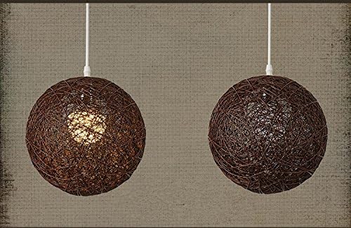 Creative personality colorful chandelier milk tea shop restaurant bar Taichung aisle ball round hemp rope hemp rope rattan chandelier ( Color : Brown , Size : 15CM )