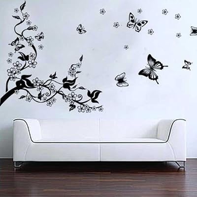 JYSPORT BestOfferBuy - Sticker Mural Illustré par un Arbre Romantique et des Papillons (Décalcomanie)