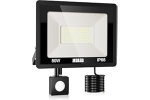 JESLED Faretto LED Da Esterno Con Sensore di Movimento, 50W 4500 Lumen Faretti LED Esterno Con Sensore di Movimento, IP66 Impermeabile Fari Led per Giardino, Cortile, Patio, Garage