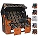 Produktbild Strandkorb Ostsee ROYAL XXL Volllieger in der Farbe anthrazit grau gelb, Korpus schwarz inkl. Schutzhülle, Strandkörbe aus Holz und Poly-Rattan ideal für Garten und Terrasse, Premium Abdeckhaube 160cm
