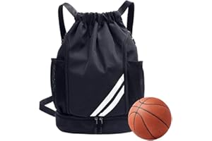 Bohrma Sacca da ginnastica con coulisse, per ragazzi e donne, uomini, bambini, borsa sportiva, borsa sportiva con coulisse, scomparto per scarpe, zaino da basket, borsa da calcio, impermeabile
