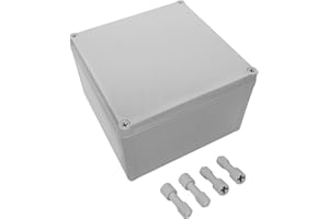 LeMotech Scatola di derivazione impermeabile IP67, scatola elettrica in plastica ABS, alloggiamento antipolvere per elettronica, scatola di collegamento per progetti fai da te, grigio, 200 x 200 x 130