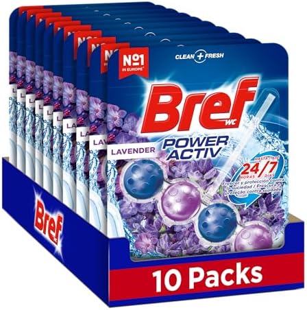 Bref WC Power Activ Lavanda, Detergente WC profumatore, Pulizia e Freschezza, Formato Scorta da 10 confezioni