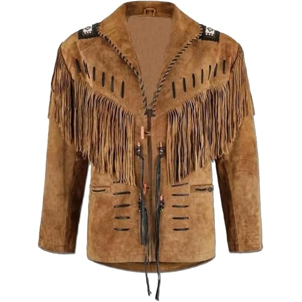 Men's Classic Western Style Cowboy Fringe American Native Suede