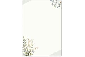 Motif Letter Paper! Flowers & Petals Green Branches 100 Sheets DIN A6 - Paper-Media