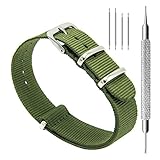 CIVO Armbanduhr BANDS NATO Premium Ballistic Nylon Uhrenarmband Edelstahl Schnalle 18 mm 20 mm 22 mm mit Top SPRING BAR Werkzeug und 4 Spring Bars Bonus (Army Green, 20mm)