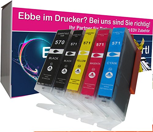 5 komp. XL Druckerpatronen für Canon PGI-570XL CLI-571XL Canon Pixma MG7700 MG7750 MG7751 MG7752 MG7753 MG5700 MG5750 MG5751 MG5752 MG5753 MG6800 MG6850 MG6851 MG6852 MG6853 1 x schwarz / photoschwarz / blau / rot / gelb