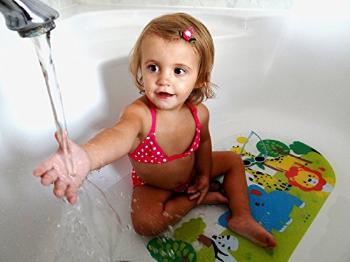 Salinka Rutschfeste Badematte Dschungel – FREI von Phatalaten und Blei – Rutschfeste Matte für Badewanne und Dusche – aus strapazierfähigem mehltau- und schimmelresistentem PVC – viele starke Saugnäpfe – praktische Tasche für einfachen Transport – kostenloses E-Book - 3