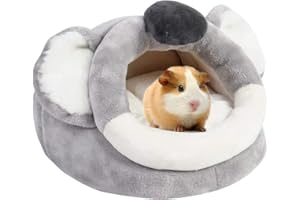 Urijk Panier pour Cochons d'Inde Adulte et Bébé en Peluche avec Coussin Amovible Ultra Doux et Confortable Nid Lit Maison Niche Grotte Abri Chaud pour Hérisson Hamster Chinchilla Écureuil Lapin Chat