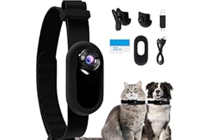 AZURAOKEY Katzen-Kamera-Halsband mit 32 GB SD-Karte, HD 1080P Mini-Körper- und Action-Kamera für Haustierhalsband, Outdoor