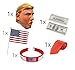 Produktbild Donald Trump Set - Fasching Karneval Maske Poltiker, Perücke aus Latex, Krawatte rot, amerikanische USA Flagge, Dollar Scheine, Armband für Herren und Damen Kostüm