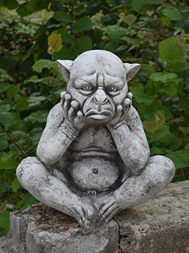 Sondermodell große Steinfigur Gargoyle Troll Gnom aus Steinguss, frostfest - 2