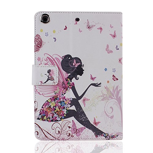 iPad mini Schutzhülle – Felfy Ultra Slim Flip Leather Case für / Apple iPad mini mini 2 mini 3 Tablet / Leder Hülle Etui Cover Handytasche / Bling Luxus Glitzer Glanz Steine Rhinetone Einfach Edel Fairy Fee Mädchen Girl Elf Blume Stil / 1x Rosa Flower Anti Dust Plug / 1x Pink Stylus - 2