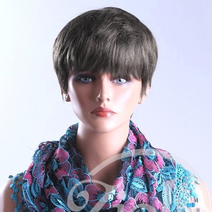 Forever Young-Parrucca da donna, taglio corto, colore: marrone scuro, con parrucca