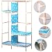 Popamazing Wood Hanging Rail Bule Fabric/Oxford/Canvas Wardrobes for Kids Bedroom Furniture
