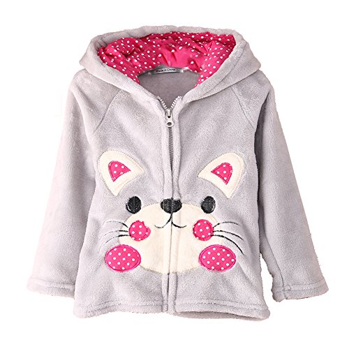 WangsCanis Baby Fleece Zip Hoodie Hat with Ear Sweatshirt Cat Face Embroidery 3-4 Year