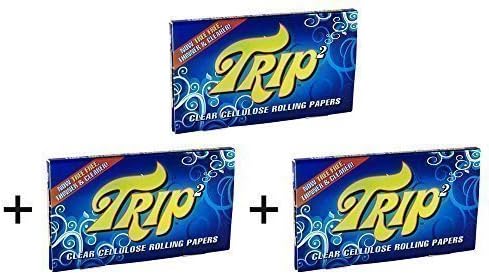 TRIP2 CLEAR CELLULOSE Rolling Papers 1¼ Size 50 Sheet / 3ER (Leaflets, Paper, Paper, cigarette paper), Crystal Clear Paper King Size 100% Plant Cellulose Organic by Luxe Glass 1x40 Papes